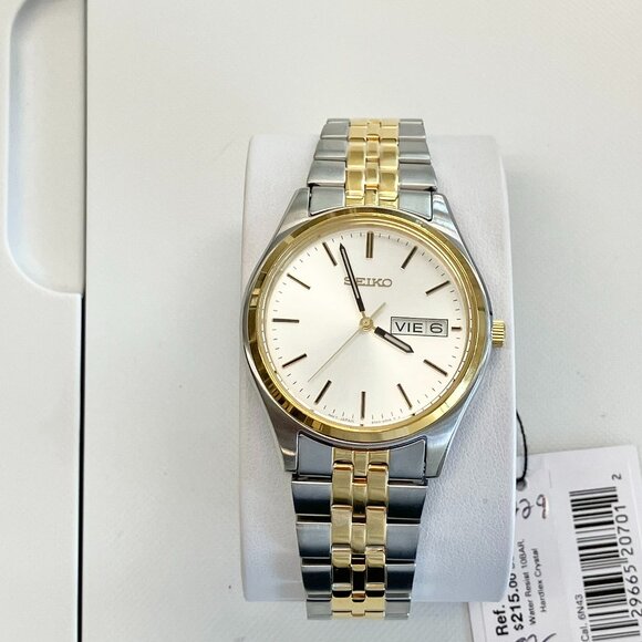 Seiko SUR430 Stainless Steel Two Tone Watch With Day And Date Calendar